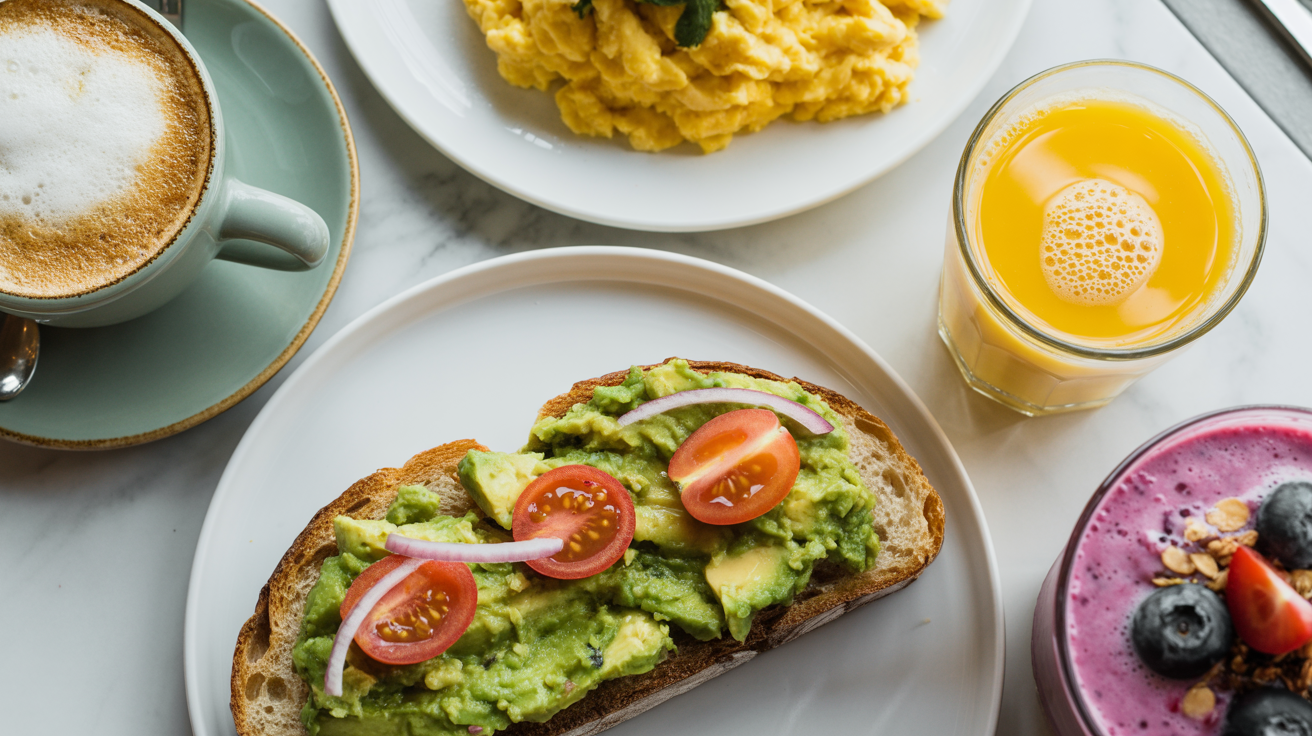 Colorful breakfast spread at Wicked Fresh Cafe